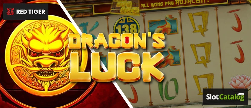Logotipo de Dragons Luck y pantalla de carrete