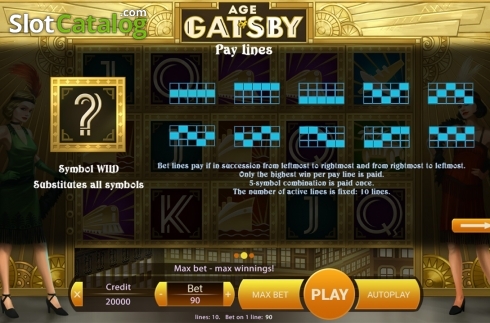 Paytable 2. Age Of Gatsby slot