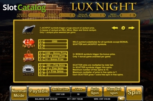 Features. Lux Night slot