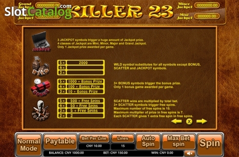 Ecran7. Killer 23 slot