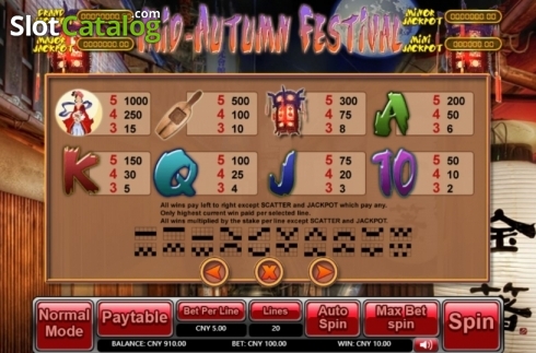 Paytable. Mid-Autumn Festival (Aiwin Games) slot