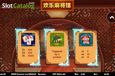 Paytable 1. Mahjong House slot