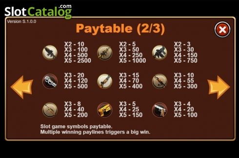 Paytable 2. Special Forces slot