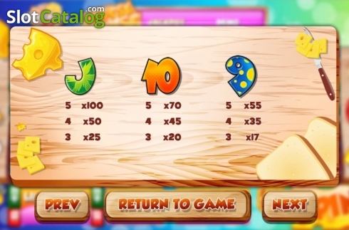 Paytable 3. Cheese Chase slot