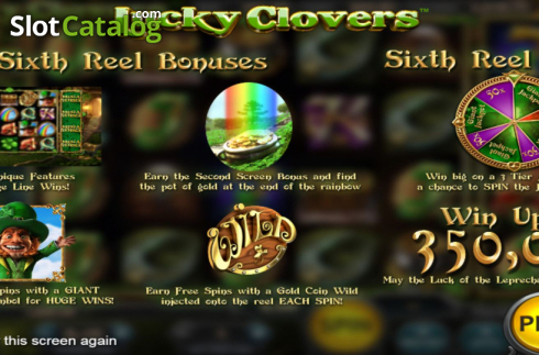 Start Screen. Lucky Clovers (Nucleus Gaming) slot