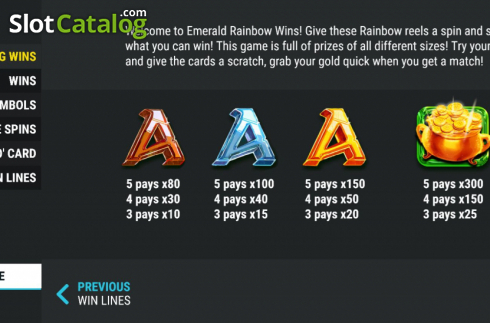 Schermo8. Emerald Rainbow Wins slot