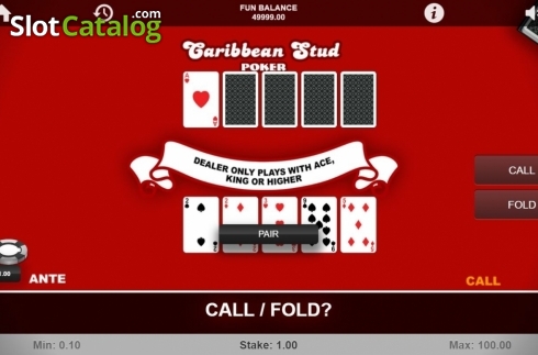 Ekran3. Caribbean Stud Poker (1X2gaming) yuvası