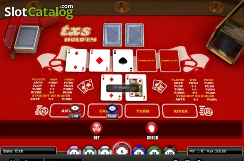 Game Screen. Texas Hold'em (1X2gaming) slot