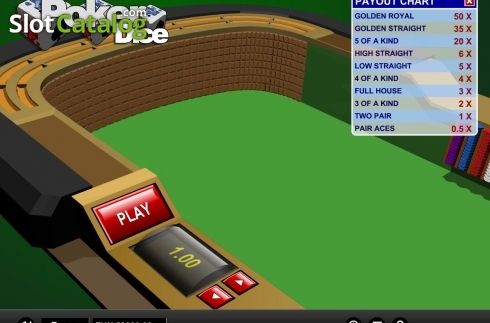 Game Screen. Poker Dice (1X2gaming) slot