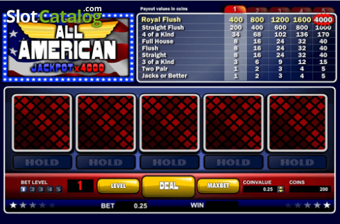 Ekran2. All American Poker (1x2gaming) yuvası