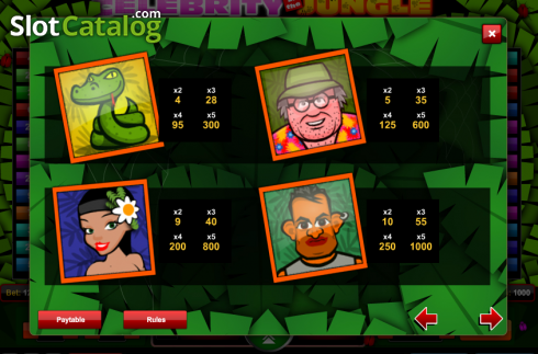 Bildschirm3. Celebrity in the Jungle slot