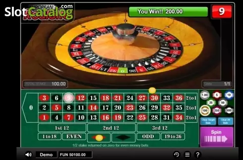 Win screen. European Roulette (1x2 gaming) slot
