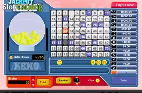 Game Screen 3. Jackpot Keno slot