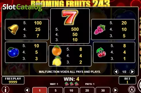 Ecran5. Booming Fruits 243 slot