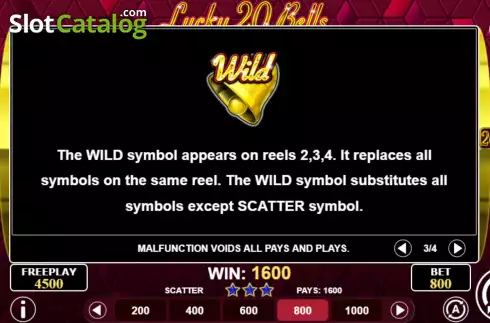 Wild screen. Lucky 20 Bells slot