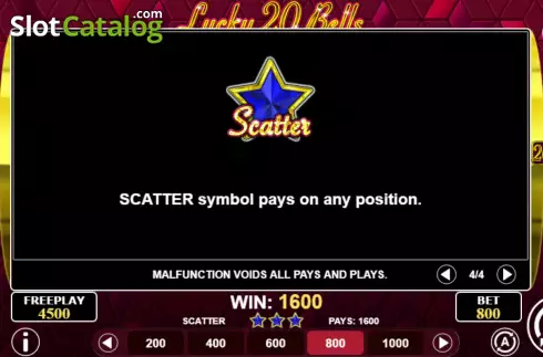 Scatter screen. Lucky 20 Bells slot