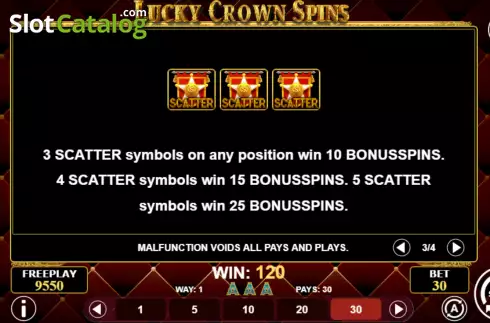 Scatter screen. Lucky Crown Spins slot