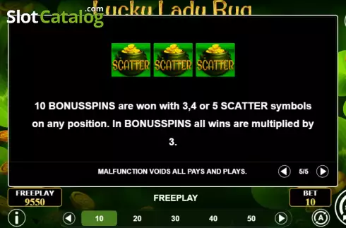 Free Spins feature screen. Lucky Lady Bug slot
