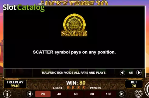 Scatter screen. Lucky Tribe 20 slot