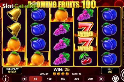 Win Screen. Booming Fruits 100 slot