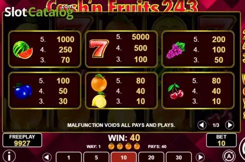 Skärmdump7. Cash & Fruits 243 slot