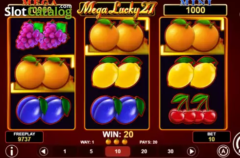 Win screen. Mega Lucky 27 slot