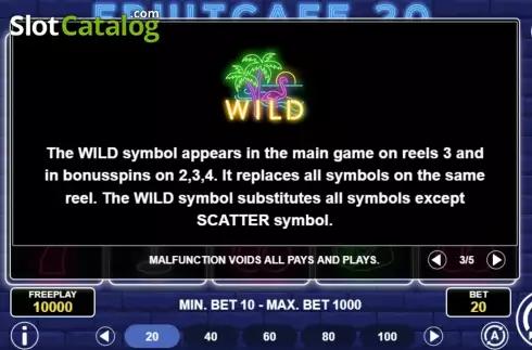 Wild Symbol Screen. Fruit Cafe 20 slot