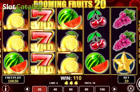 Win screen 2. Booming Fruits 20 slot
