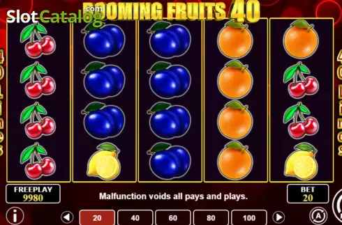 画面2. Booming Fruits 40 カジノスロット