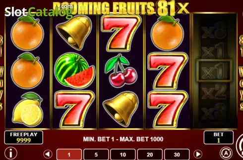 Game screen. Booming Fruits 81x slot