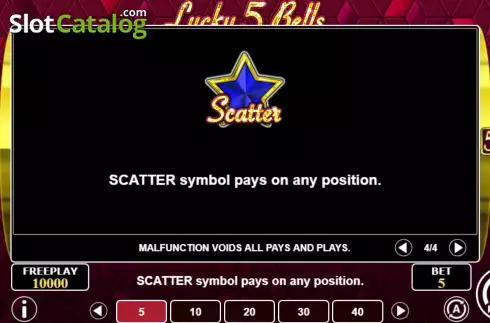 Scatter Symbol Screen. Lucky 5 Bells slot