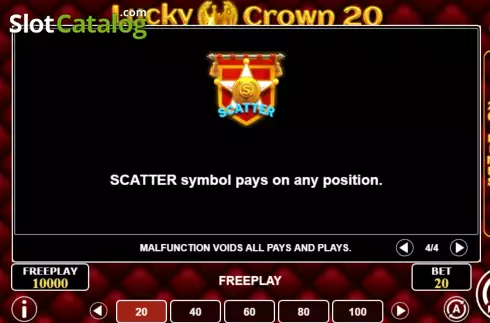 Scatter Symbol Screen. Lucky Crown 20 slot