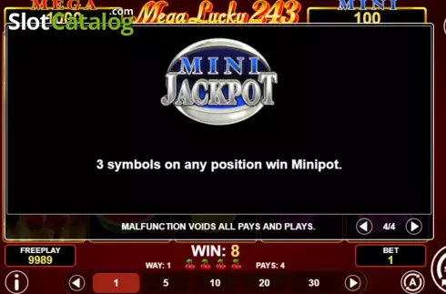 Jackpot Rules Screen 2. Mega Lucky 243 slot