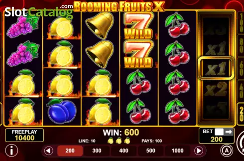 Win screen. Booming Fruits X slot
