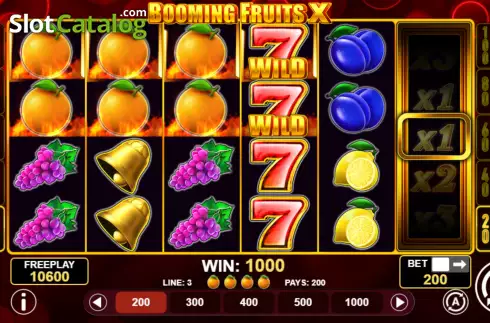 Win screen 2. Booming Fruits X slot