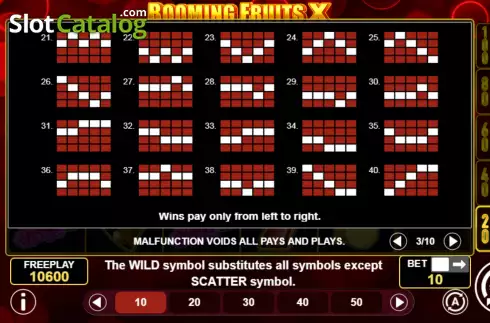 Paylines screen 2. Booming Fruits X slot