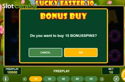 Buy Feature Screen. Lucky Easter 10 slot