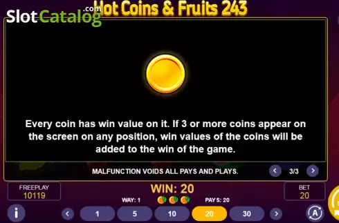 Pantalla9. Hot Coins & Fruits 243 Tragamonedas 