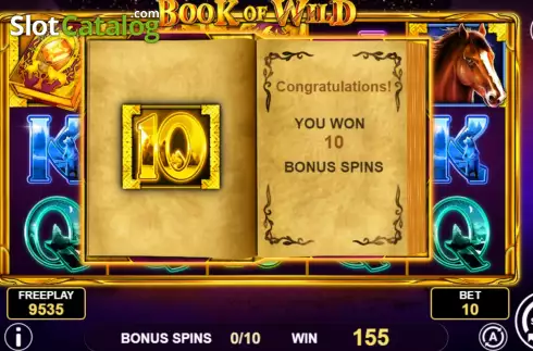 Free Spins screen. Book of Wild slot