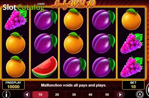 Game screen. Lady Wild 10 slot