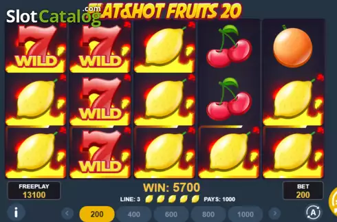 Win screen. Flat & Hot Fruits 20 slot