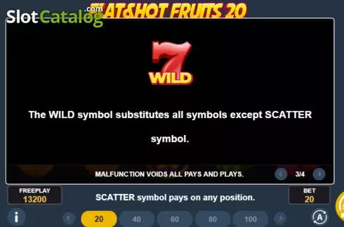Wild symbol screen. Flat & Hot Fruits 20 slot