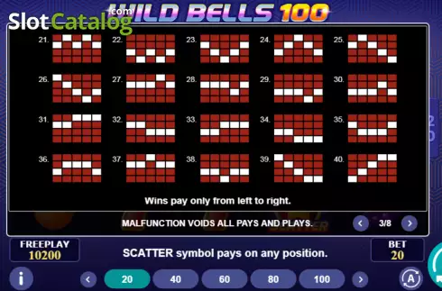 Paylines screen 2. Wild Bells 100 slot