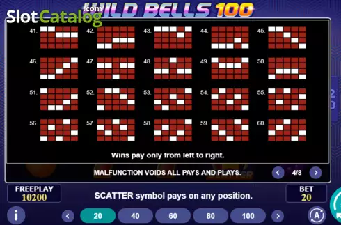 Paylines screen 3. Wild Bells 100 slot