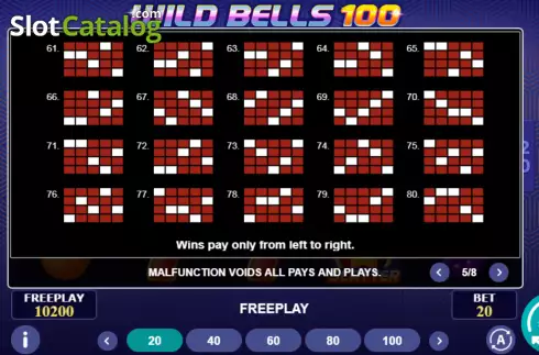 Paylines screen 4. Wild Bells 100 slot