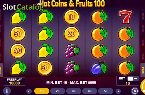 Reel screen. Hot Coins & Fruits 100 slot