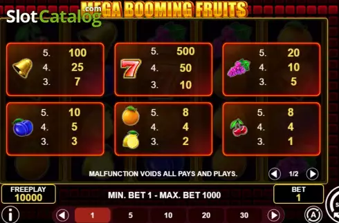 Bildschirm5. Mega Booming Fruits slot