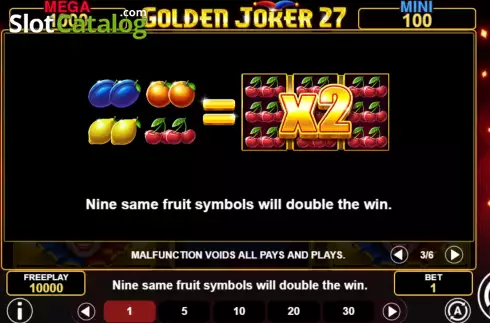 Game Features screen. Golden Joker 27 slot
