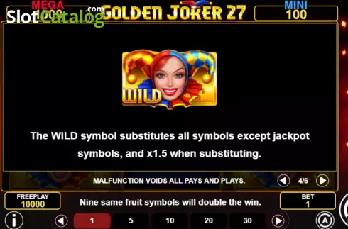 Game Features screen 2. Golden Joker 27 slot