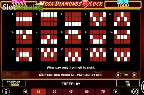 PayLines screen. Mega Diamonds Luck slot